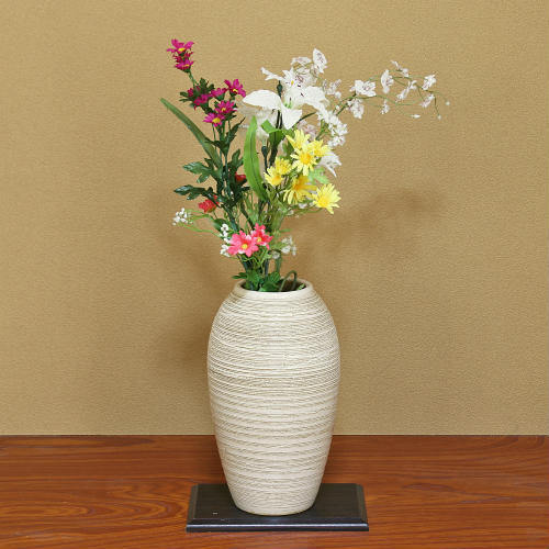 楽天市場】信楽焼 大型 フラワーベース 白 窯変 櫛目 10号 おしゃれ 壺