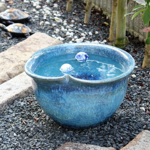 楽天市場】【ポイント8倍】信楽焼 睡蓮鉢 青ガラス ひねり 17号 大型