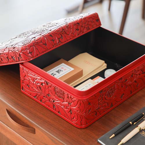 村上木彫堆朱 丸盆 鳳凰 伝統工芸品 【箱付】【立付】 【公式通販】