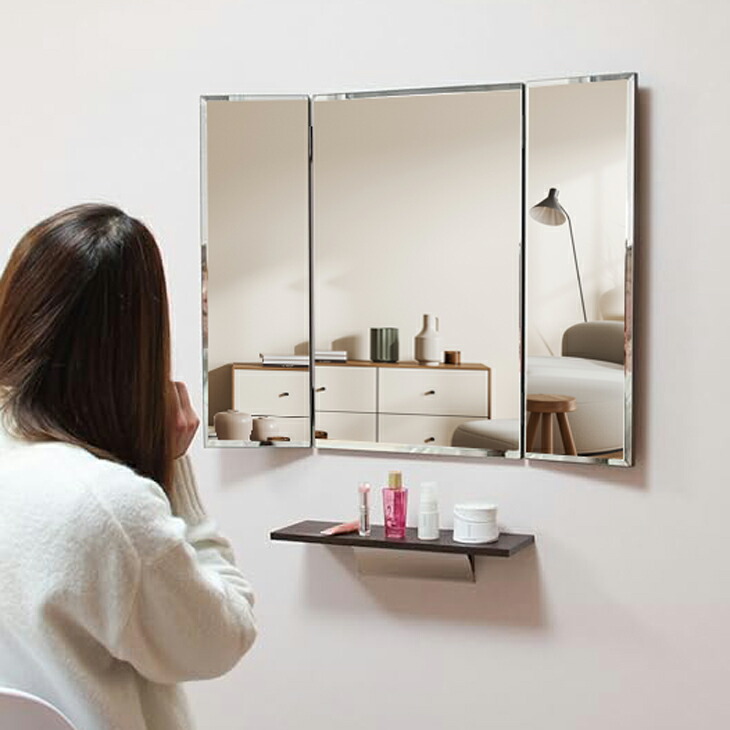楽天市場】三面鏡 壁掛け 鏡 ドレッサー 棚 セット 鏡台 ミラー