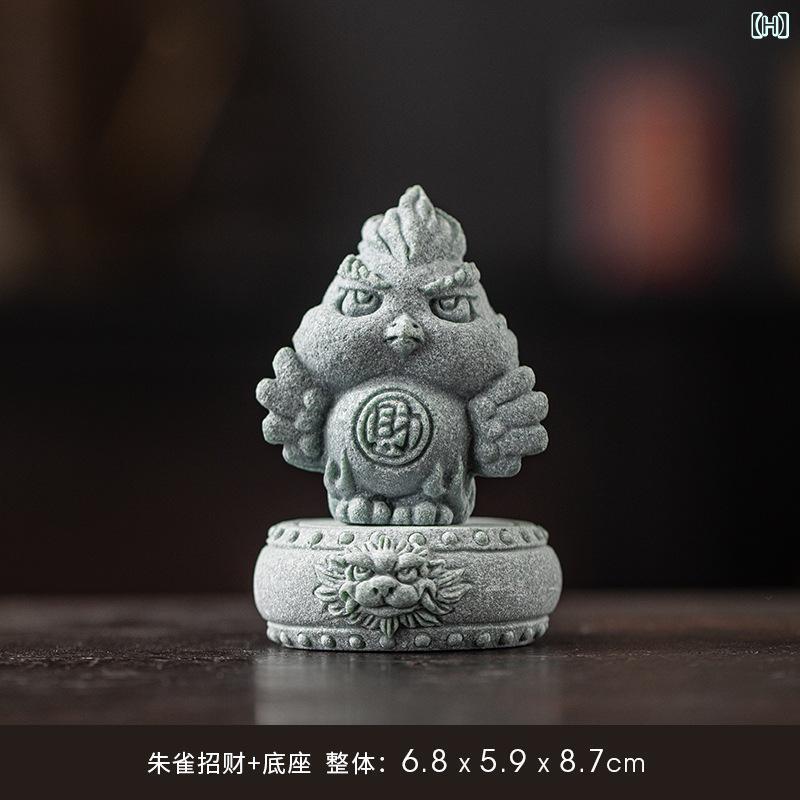 石像 石の置物 四神獣 朱雀 置物 オブジェ 彫刻 中国 インテリア 送料