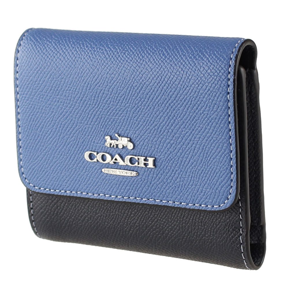 楽天市場】コーチ 財布 三つ折り COACH cf446 svocc ブルーマルチ 青