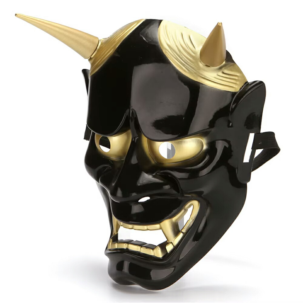 楽天市場】ブラック 黒色 般若のお面 マスク 鬼 オニ かぶりもの 能面