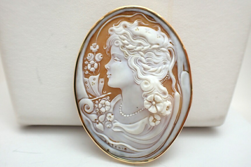 k18.W G．シエルカメオ、ブローチ、ペンダント、No.408.