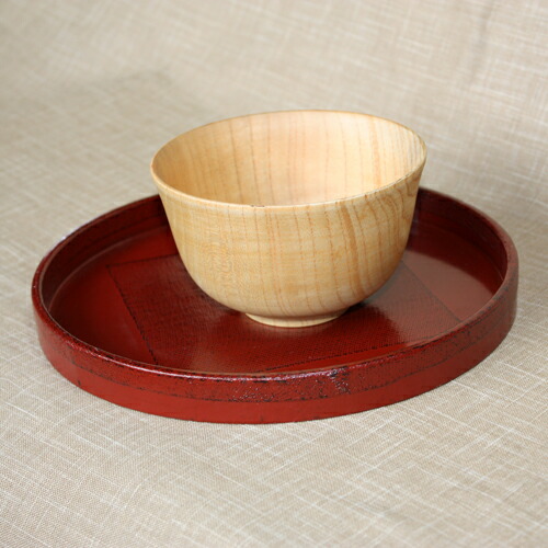 楽天市場】天然木製 7寸 布張丸盆 根来 漆塗り おぼん トレイ 赤 朱