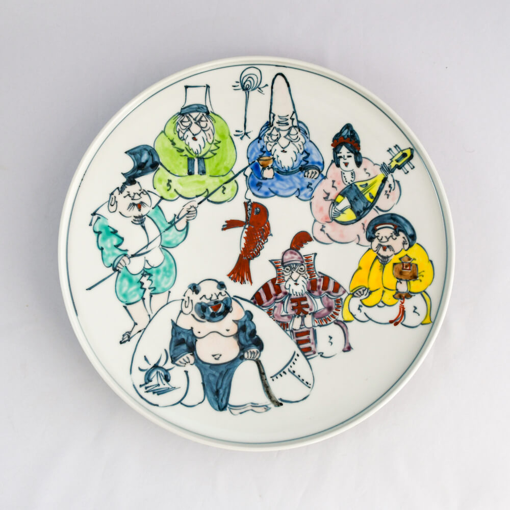 楽天市場】京焼 清水焼 8寸皿 色入七福神 六齋窯 村田幸之助 京都 焼物