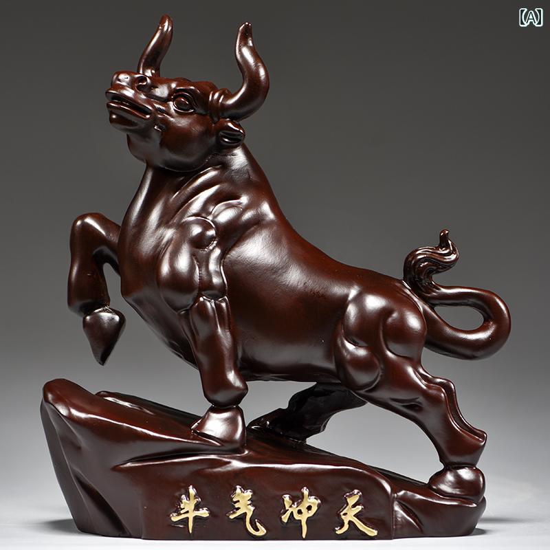 青銅製 牛に乗る子供の像 青銅製 牛に乗る子供の像