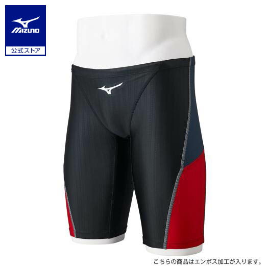 ミズノ メンズ競泳用 ハーフスパッツ ブラック×レッド L 楽天市場