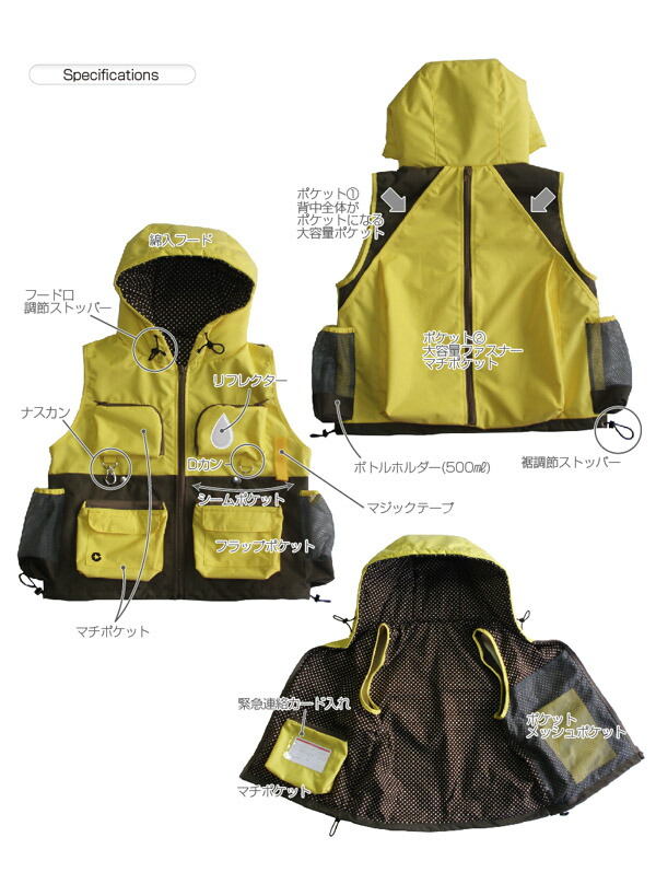 楽天市場】防災ベスト ハコベスト【運ベスト】 フード付き非常持ち出し