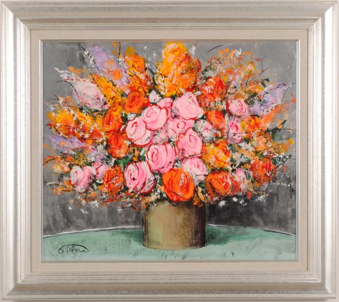 薔薇 中島敏春 油彩 静物画 肉筆 絵画 美術品 インテリア 豪華額縁