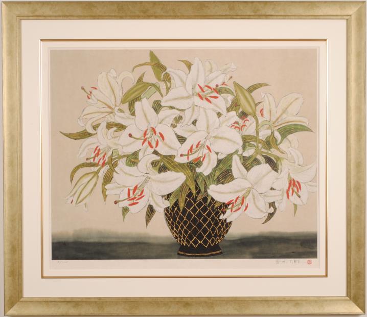 絵画 インテリア 絵 油絵 F4-090416 花 (ゆり) 絵画 インテリア 絵