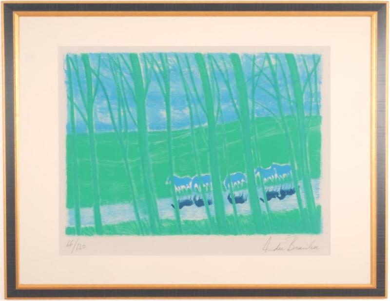 アンドレブラジリエのリトグラフ サイン入レア物 珊瑚色の隊列です