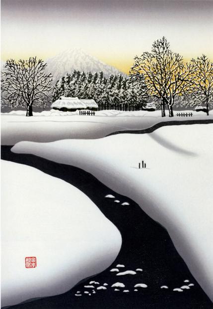 楽天市場】宮本秋風 冬景色 インテリア 絵画 風景画 雪景色 和風 木