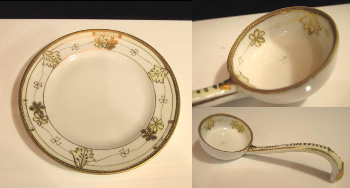 4. オールドノリタケNoritake-M印 ボウル、ソーサー、スプーンのトリオ