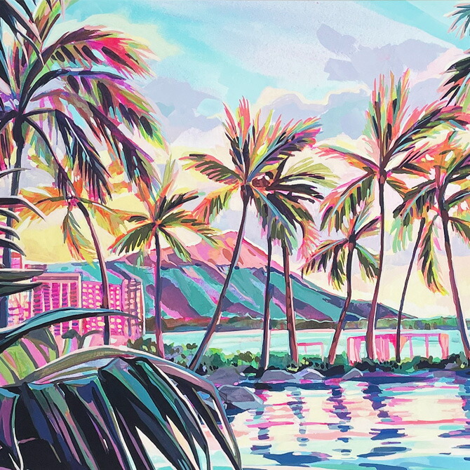 油絵 アート ハワイ サンセット 海の絵 油絵 アート ハワイ サンセット