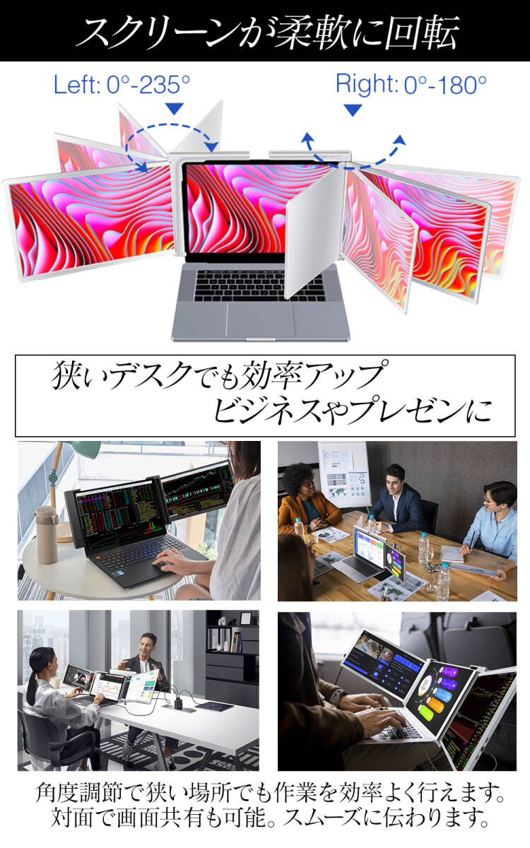 楽天市場】【超軽量1.4kg】トリプルディスプレイ デュアルモニター 14