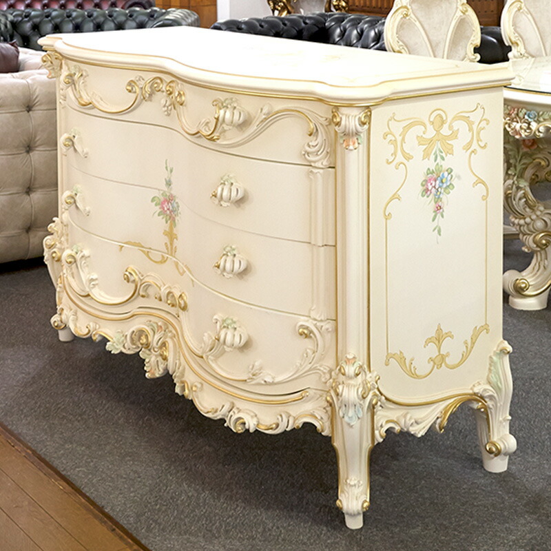 SILIK(シリック) ロココ調 引き出し付きサイドテーブル 花台、飾り棚