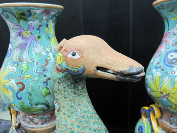 中国美術 明州越窯青磁 蟹 飾り壺 カニ 花瓶 花器 花入 青磁器 古美術