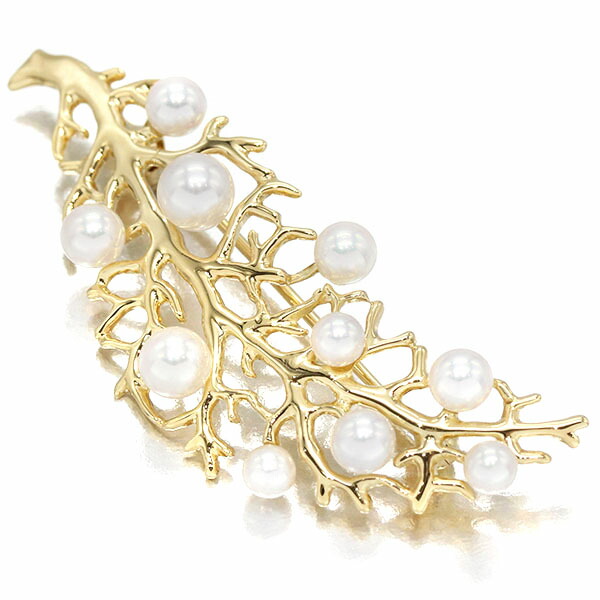 御木本(ミキモト) K15帯留 サンゴ•パール