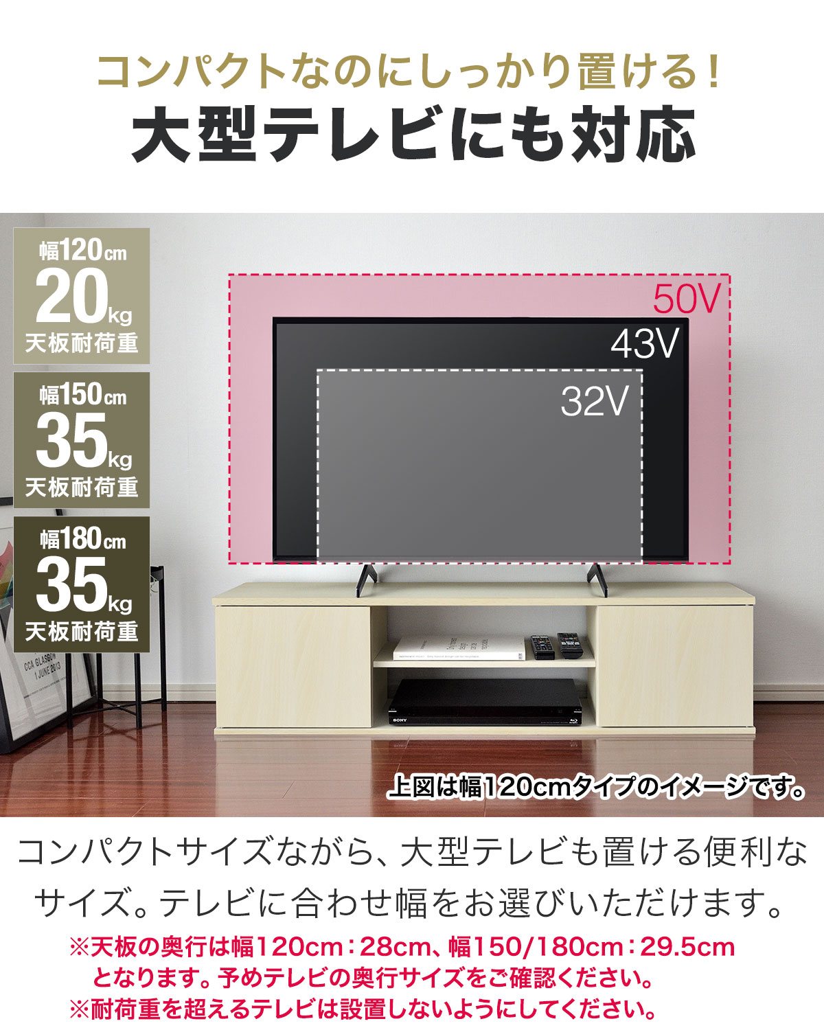 楽天市場】【楽天1位】テレビ台 ローボード 扉付き 幅120cm/150cm 32型