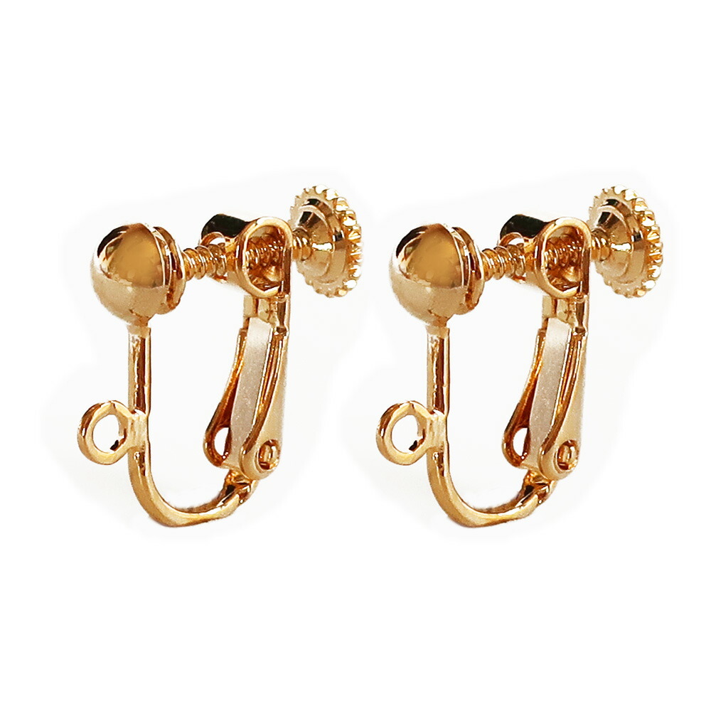 楽天市場】イヤリングパーツ 15mm ねじ式 K18GP ネジバネ式 ゴールド