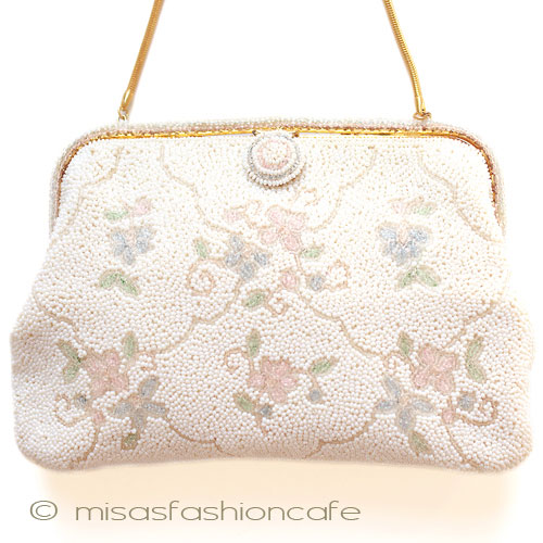 楽天市場】ヴィンテージ ビーズバッグ 仏製 ビーズ総刺繍 お花