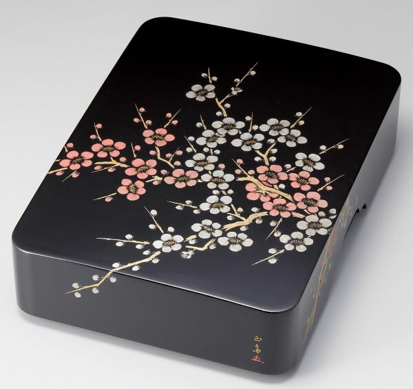 楽天市場】文箱 書類入れ 書類箱 文庫 A4判 漆塗り 沈金 紅白梅 黒 加