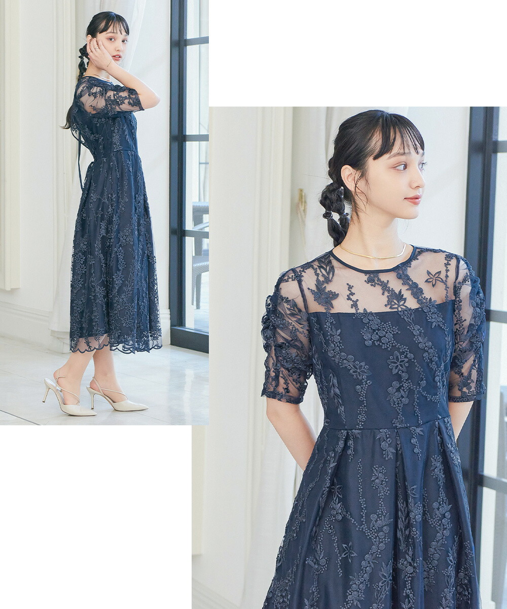 楽天市場】結婚式 ワンピース パーティードレス 刺繍 レース ロング 総