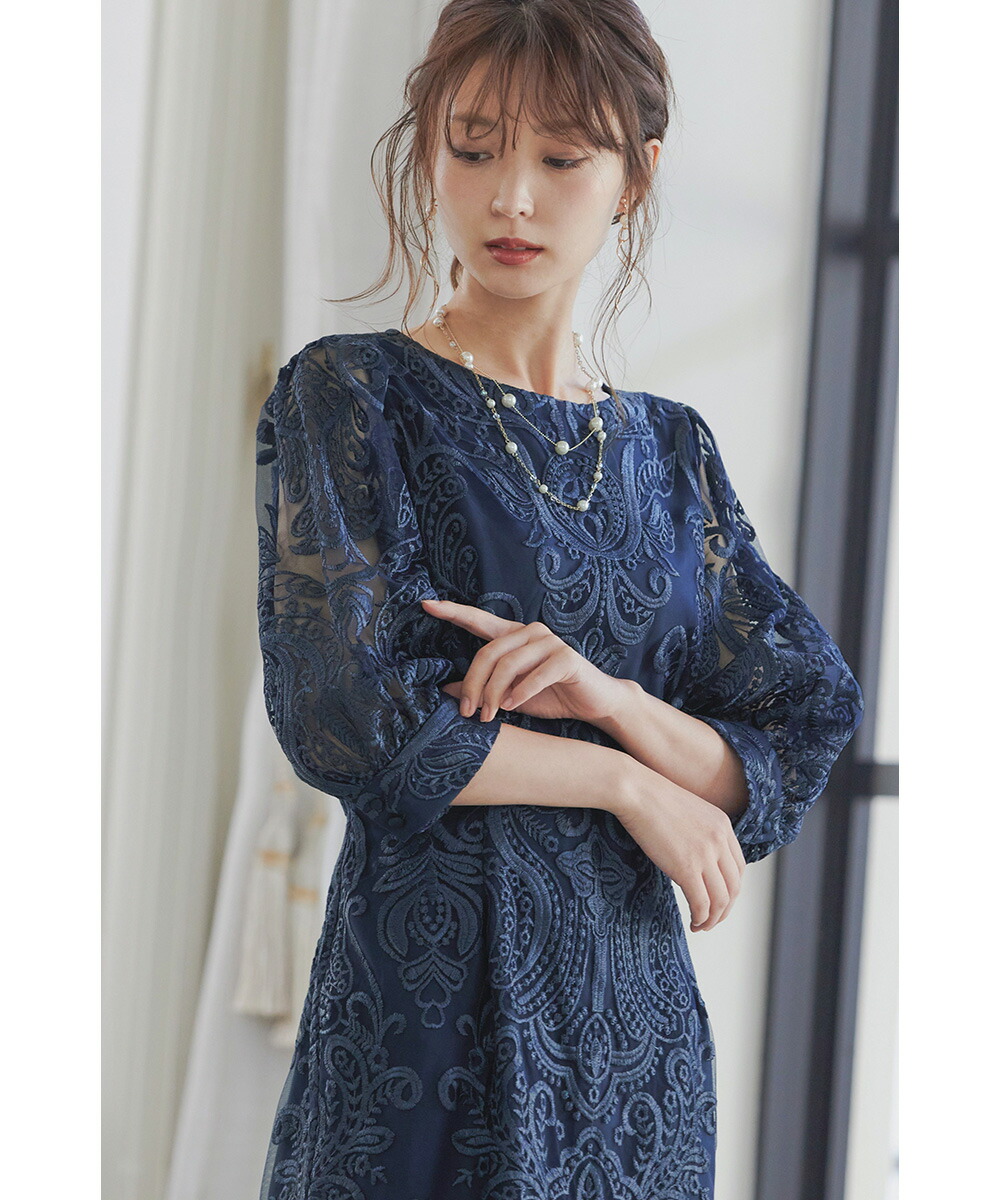 楽天市場】結婚式 ワンピース パーティードレス 刺繍 レース ロング 総