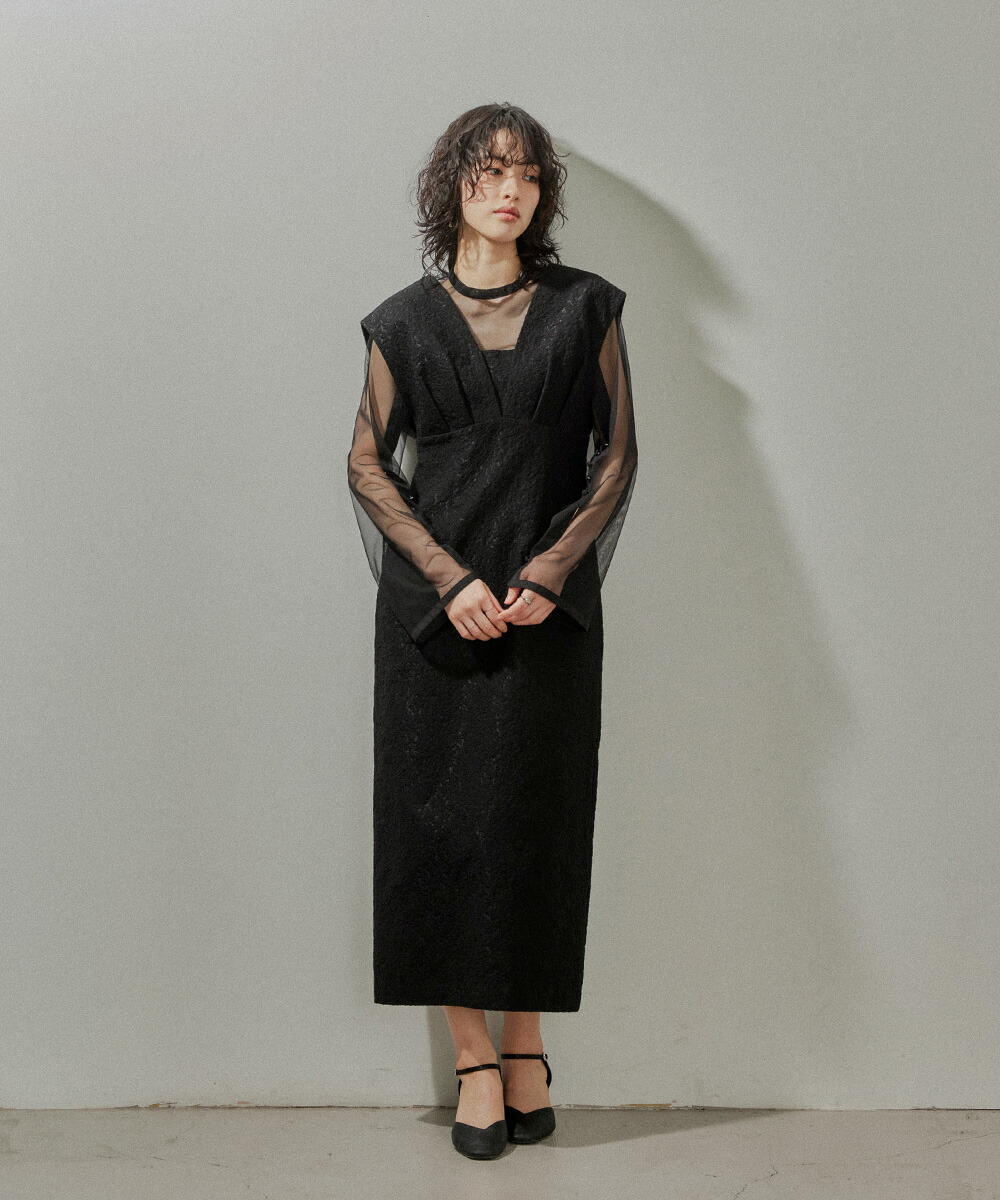 スーツ・フォーマル・ドレス niana V line jacquard dress niana