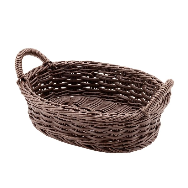 竹製 楕円形バスケット ダークブラウン