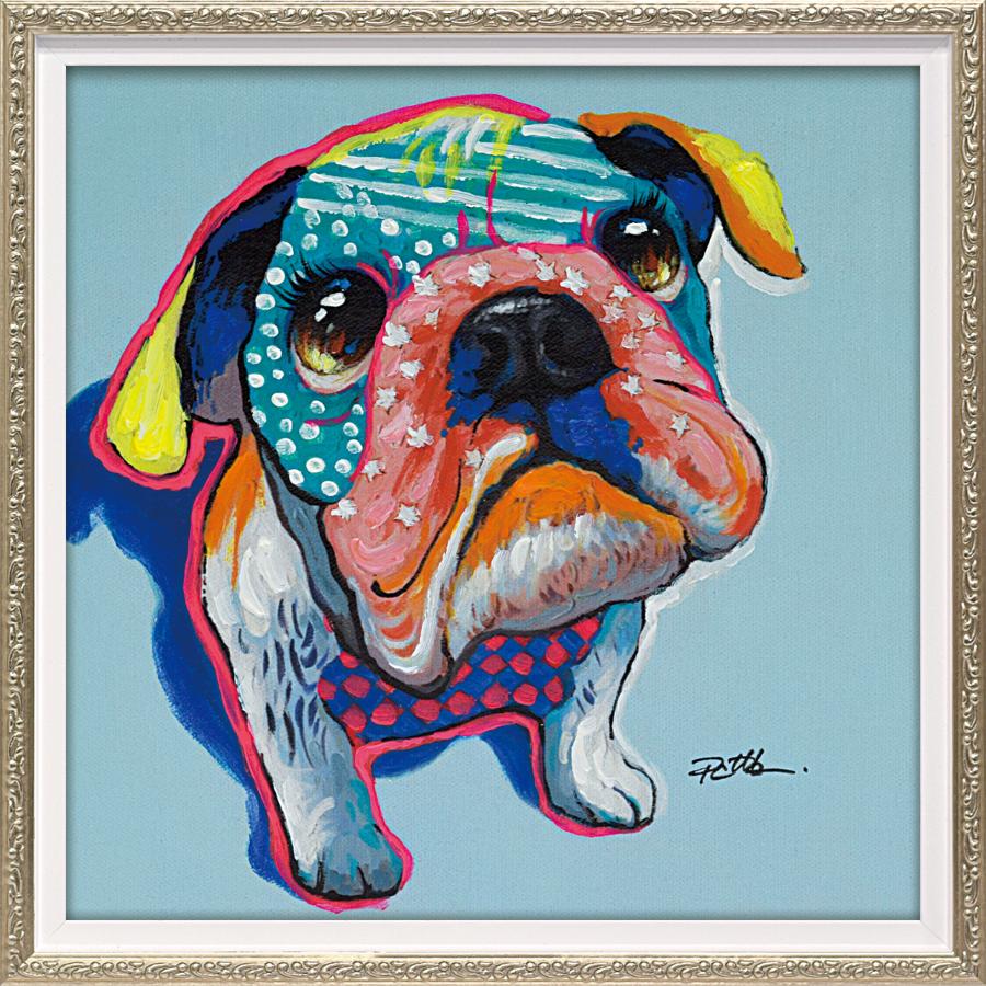 油絵 ゆ(o^^o)☆確認 ハッピーハートと子犬 油絵 ゆ(o^^o)☆確認