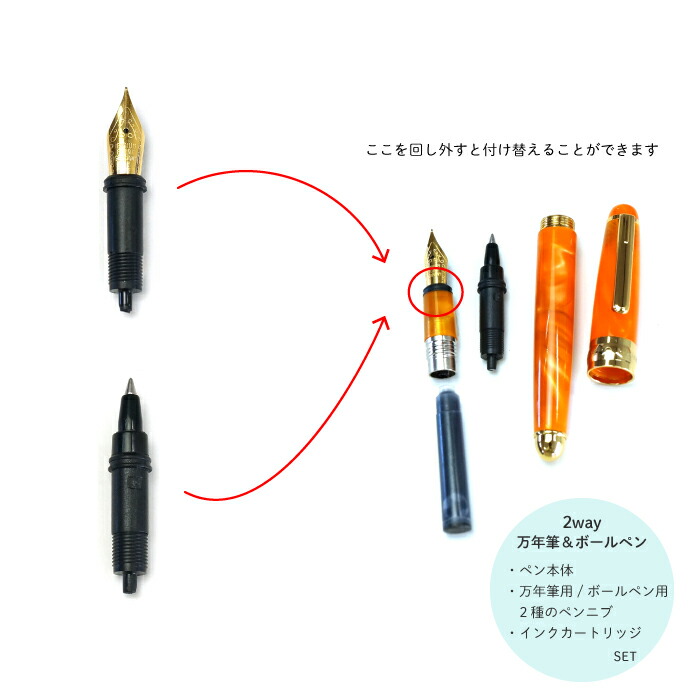 楽天市場】CAMPO MARZIO 万年筆 ボールペン 2way LADY Fountain Pen