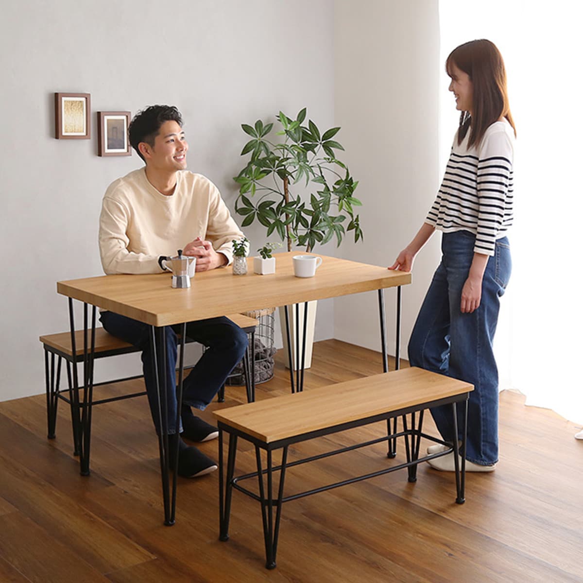 楽天市場】ヴィンテージ ダイニングテーブル3点セット （SBO） ニトリ