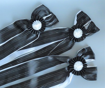 楽天市場】盛かご専用 花付きリボン 大 黒白 1本 慶弔用盛かごにつける