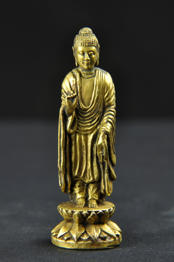 仏教美術 古銅鍍金 仏像 豆仏 懐中仏 置物 V R5655 仏教美術 古銅鍍金