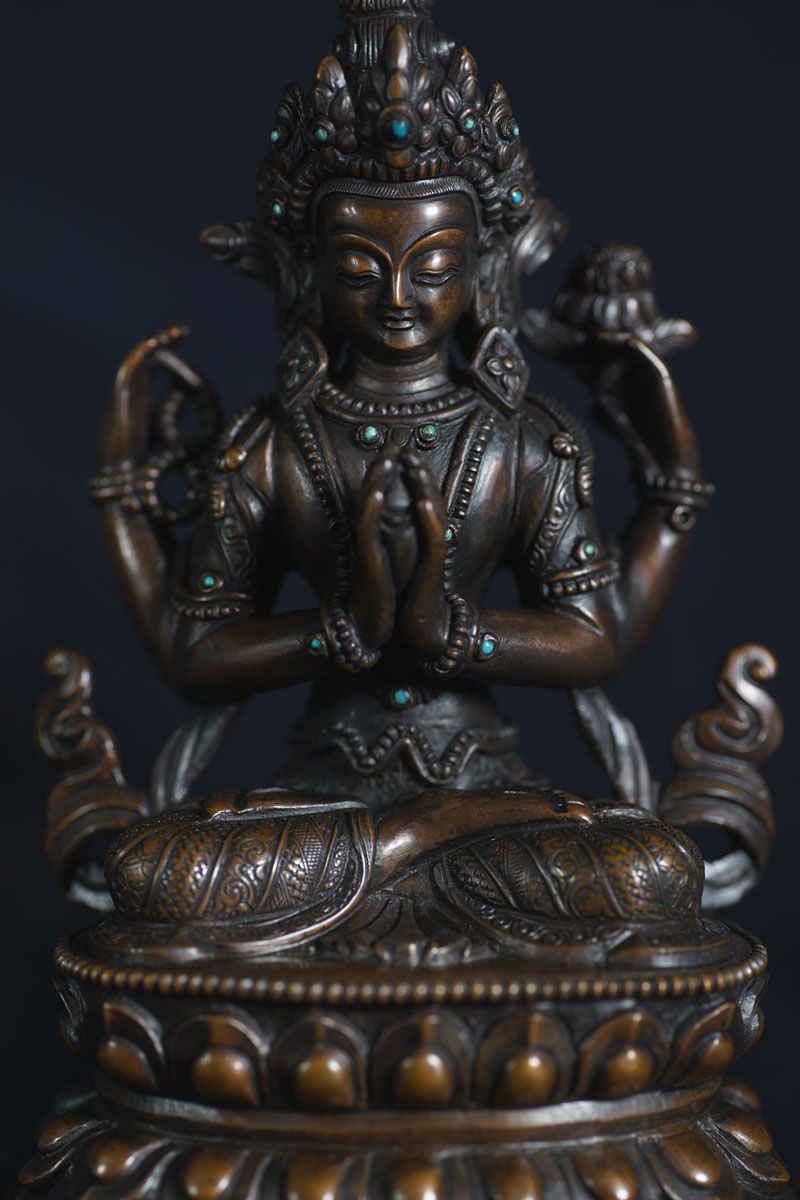 楽天市場】四臂観音菩薩 銅造彫金仕上げ : 仏像仏画チベット美術卸の天竺堂