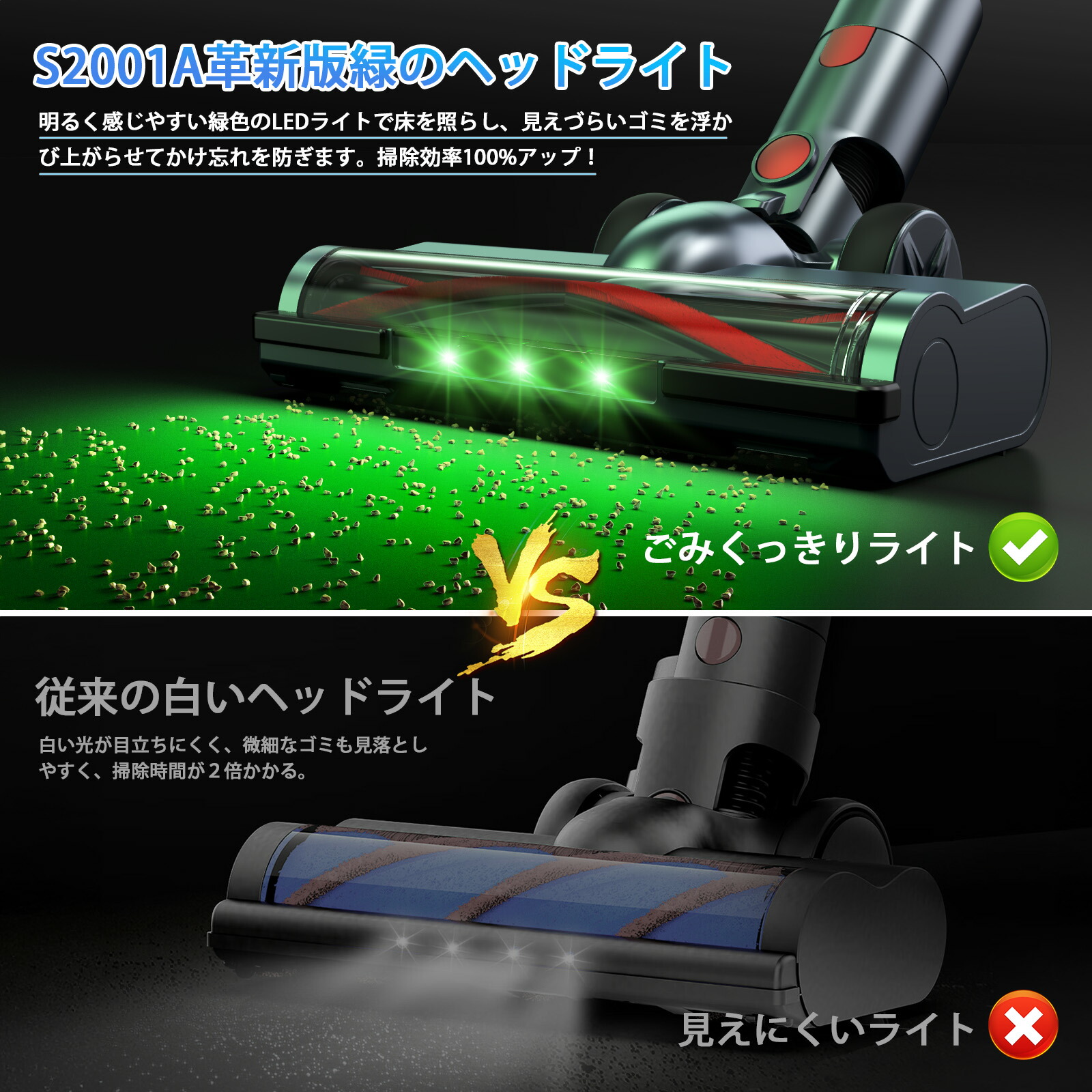 Amazon | 掃除機 コードレス 【新登場 業界初 グリーンLEDライト搭載