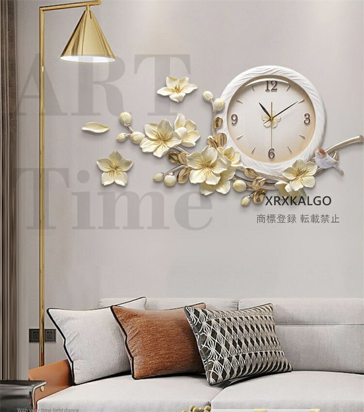 楽天市場】壁掛け時計 おしゃれ 静音 花柄 陶器製 掛け時計 クロック