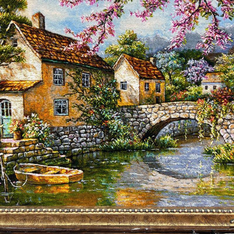 ペルシャ絨毯 絵画絨毯 手織り タペストリー 横860✖️縦555