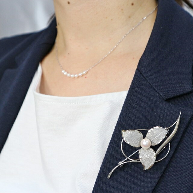 楽天市場】日本産本真珠使用 アコヤ真珠ブローチ（7.5mm珠）【本真珠