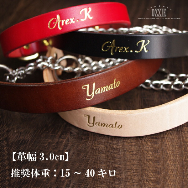 楽天市場】犬 ハーフチョーク 首輪 名入れ 本革 オーダーメイド ヌメ革