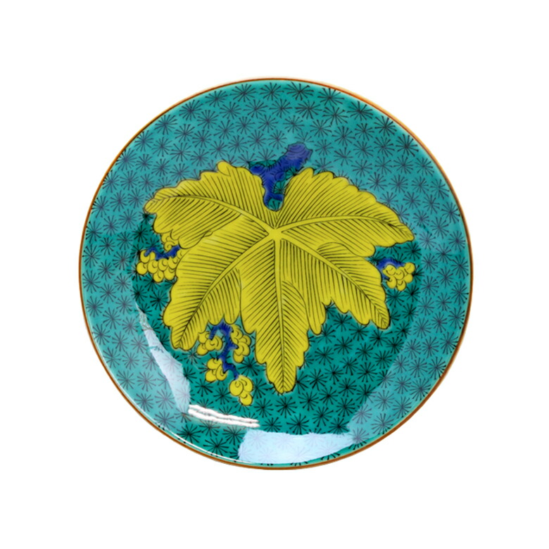 武】古九谷五彩手花柄文五寸皿本物5客