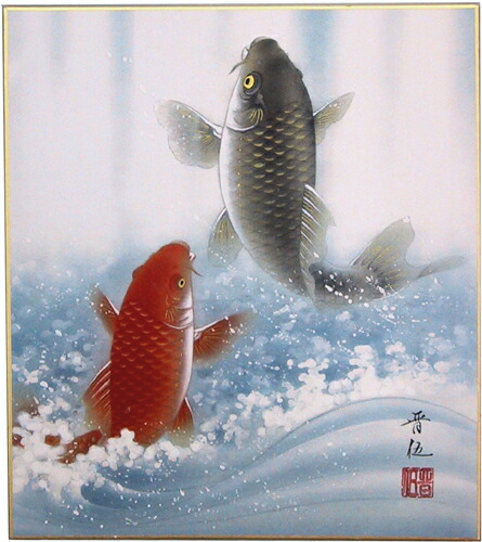 歌川国芳 鬼若丸の鯉退治 水晶画 アート 歌川国芳 鬼若丸 巨大 水晶絵