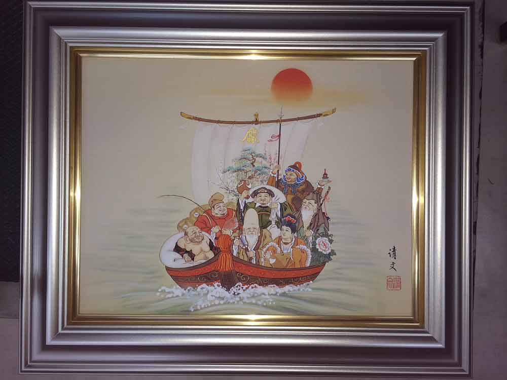 楽天市場】日本画 絵画 七福神宝舟 美術年鑑掲載作家 掛け軸 掛軸 全国