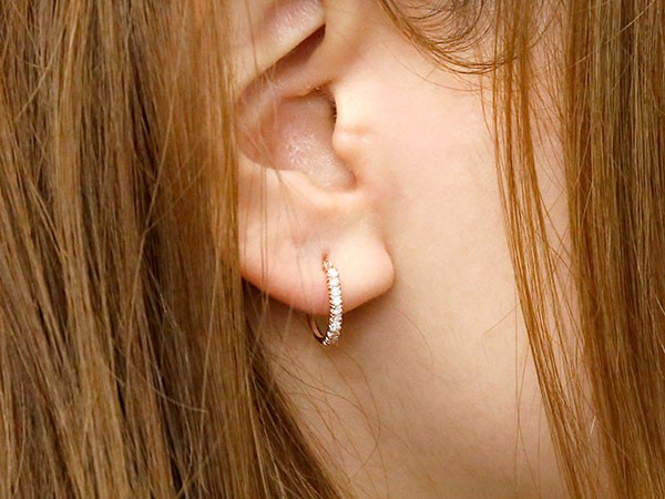 楽天市場】18金 フープピアス レディース ダイヤモンド ペア フープ