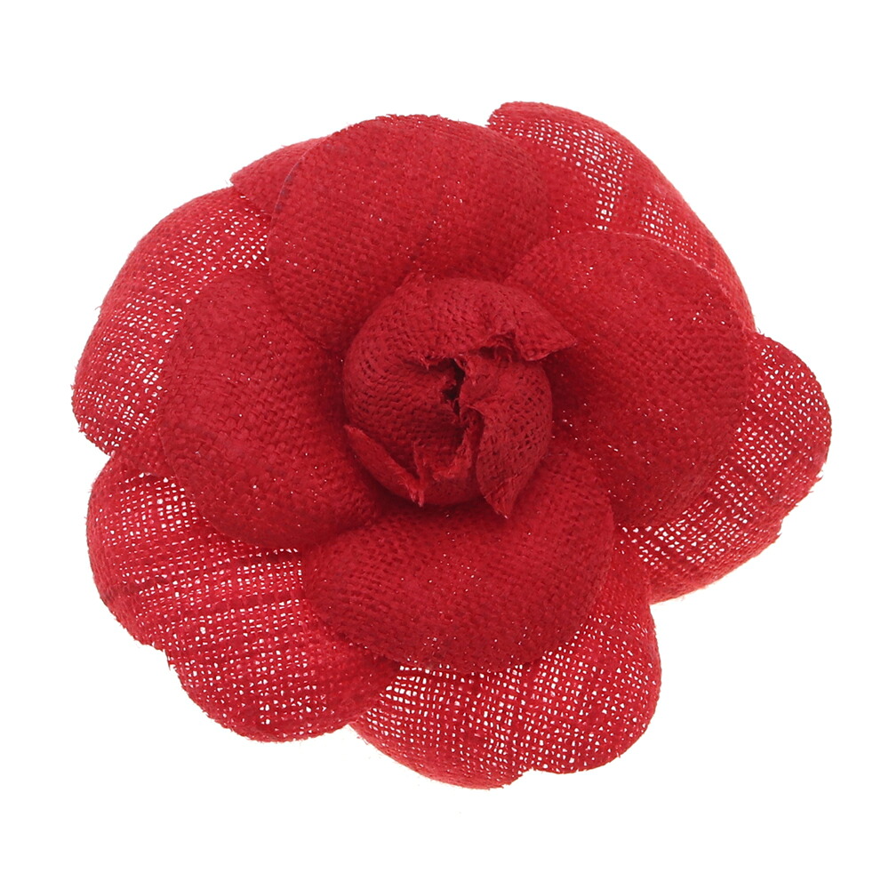 CHANEL シャネル カメリア コサージュ ピンブローチ ベロア レッド