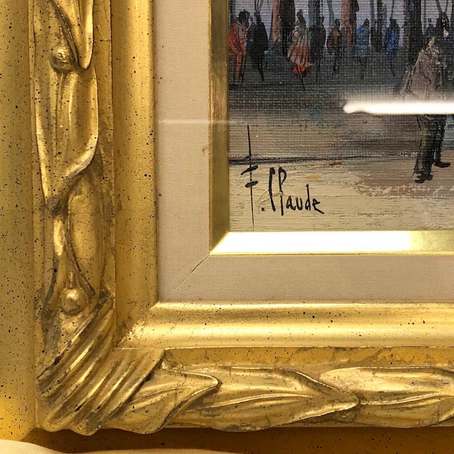 ss7299 【】 額装 クロード がいせん門近くのカフェ 油彩画 F3 直筆