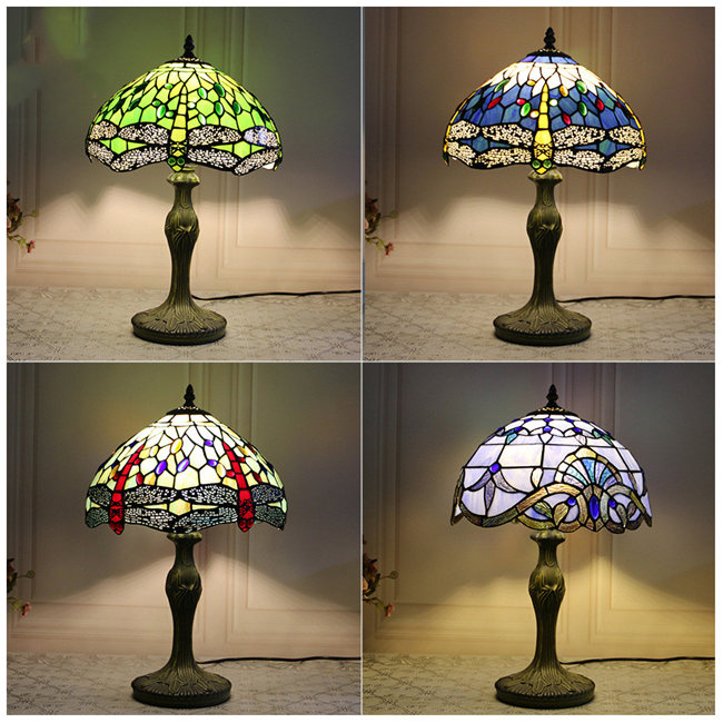 楽天市場】30*45CM 4色展開 トンボ柄 ステンドグラスランプ スタンド