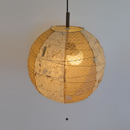 みぃたん様2灯径40㎝チリ入り和紙提灯ペンダント照明 みぃたん様2灯径